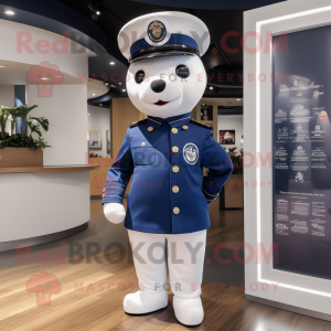 Navy Pepper mascot costume character dressed with a Chinos and Digital watches