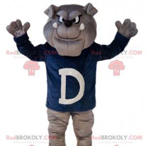 Mascotte bull-dog grigio dall'aspetto crudele, con una maglia