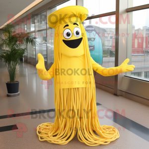 Gul Spaghetti maskot kostym...