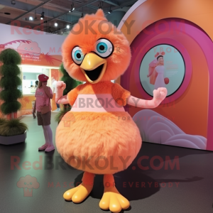 Peach Emu mascot costume character dressed with a Playsuit and Ties