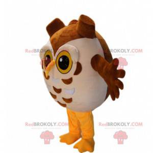 Mascot búhos amarillos y marrones por todas partes -