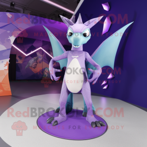 Lavender Pterodactyl mascot costume character dressed with a Leggings and Rings