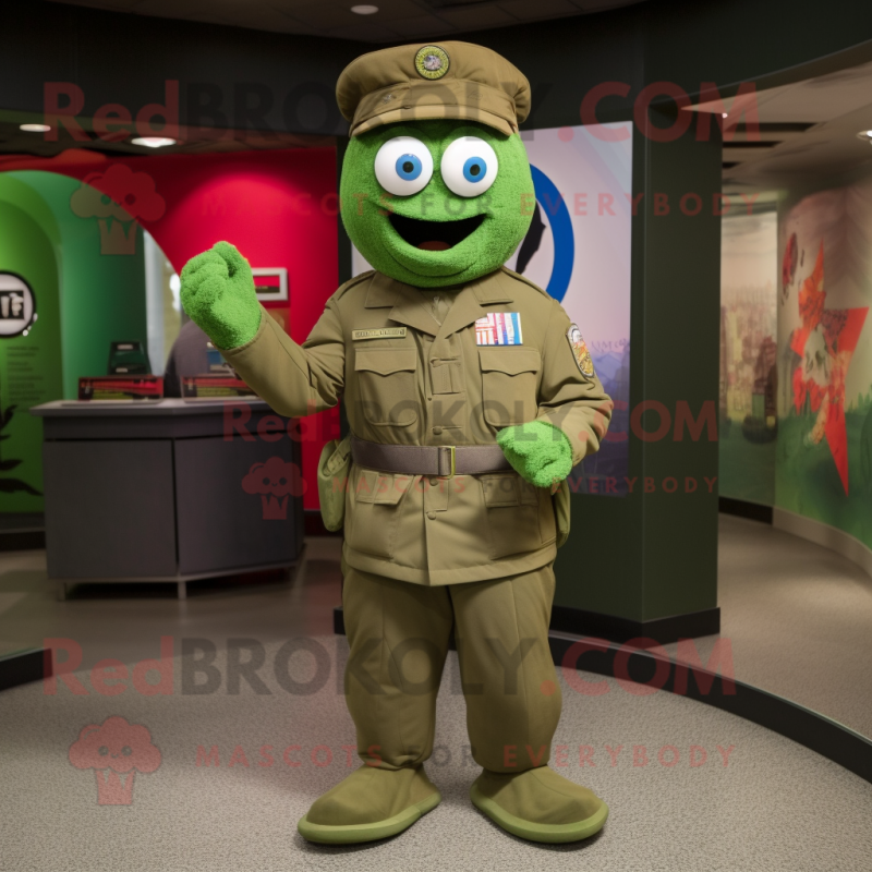 Green American Soldier mascot costume character dressed with a Jacket and Scarf clips