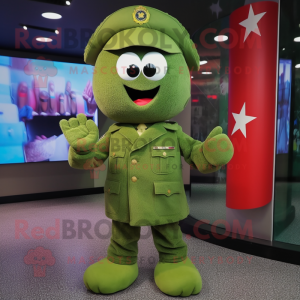 Green American Soldier mascot costume character dressed with a Jacket and Scarf clips