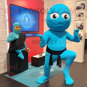 Cyan Ninja mascotte kostuum...