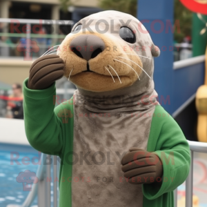 Oliven Sea Lion maskot...