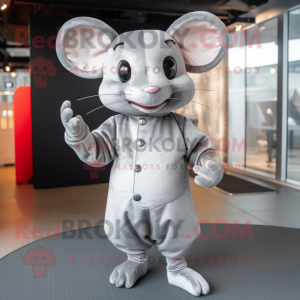 Silver Mouse mascot costume character dressed with a Turtleneck and Cummerbunds