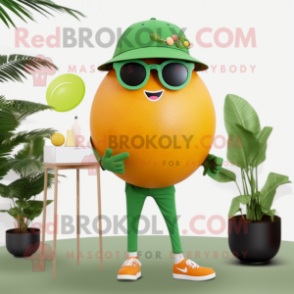 Forest Green Grapefruit mascot costume character dressed with a Shorts and Sunglasses