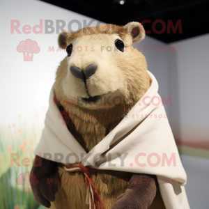 Tan Capybara maskot kostume...