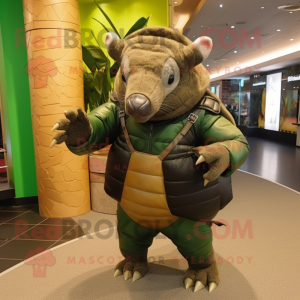 Olive Armadillo maskotdräkt...
