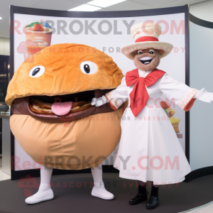 Peach Beef Wellington mascot costume character dressed with a Dress Shirt and Wraps