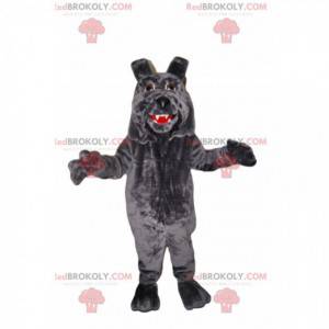 Mascota perro gris con labios grandes - Redbrokoly.com