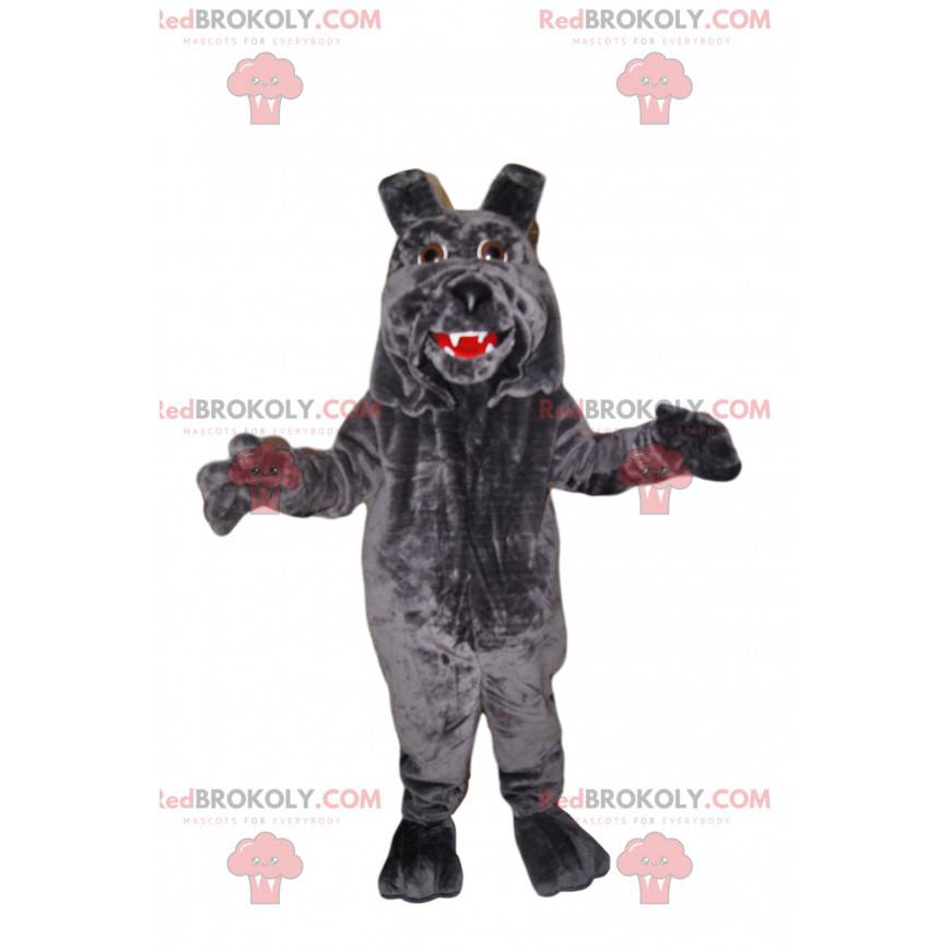 Mascotte de chien gris avec de grandes babines - Redbrokoly.com