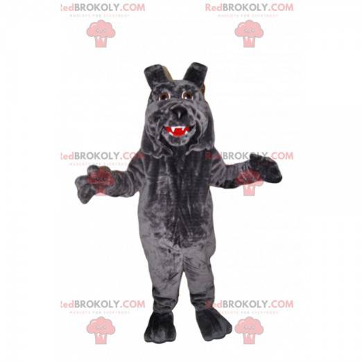 Gray dog mascot with big lips - Redbrokoly.com