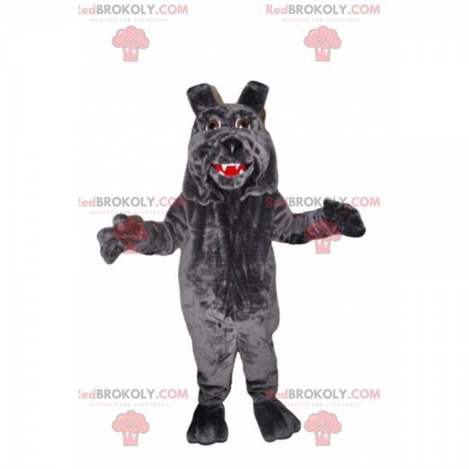 Grå hundmaskot med stora läppar - Redbrokoly.com