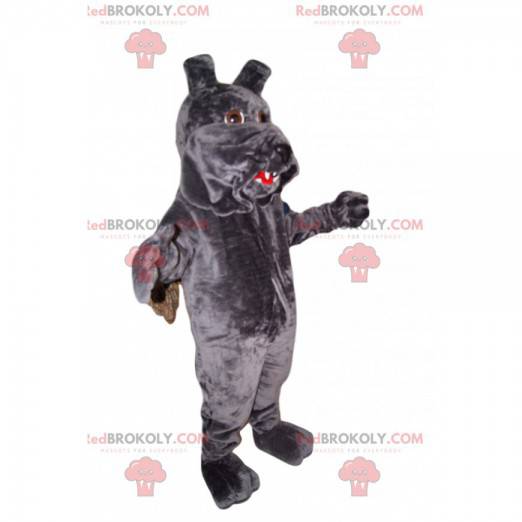 Mascotte de chien gris avec de grandes babines - Redbrokoly.com