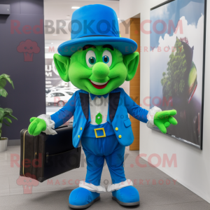 Blå Leprechaun maskot drakt...