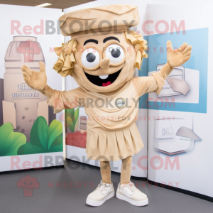 Tan Lasagna mascot costume character dressed with a Chinos and Headbands