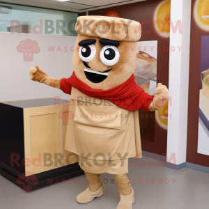 Tan Lasagna mascot costume character dressed with a Chinos and Headbands