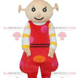 Kleine alien mascotte, met rode tuinbroek - Redbrokoly.com