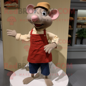 Tan Ratatouille mascot costume character dressed with a Jeans and Cummerbunds
