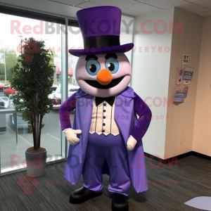 Lavender Ring Master mascot costume character dressed with a Poplin Shirt and Scarf clips