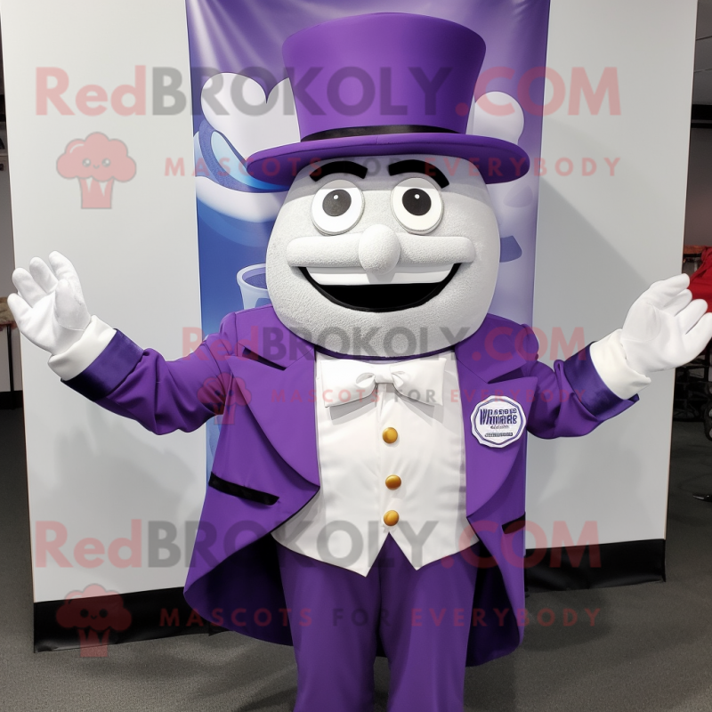 Lavender Ring Master mascot costume character dressed with a Poplin Shirt and Scarf clips