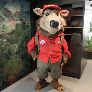 Red Wild Boar mascot costume character dressed with a Cargo Pants and Cufflinks