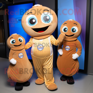 nan Bagels mascot costume character dressed with a Jumpsuit and Coin purses