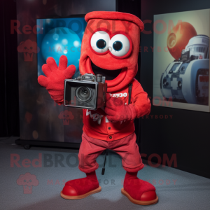 Rødt kamera maskot kostyme...
