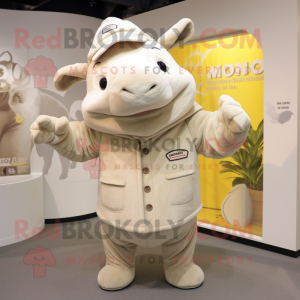 Beige Neushoorn mascotte...