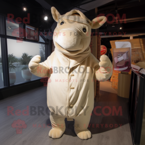 Beige Rhinoceros maskot...