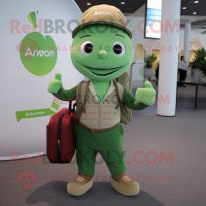 Green Alliance mascot costume character dressed with a Corduroy Pants and Briefcases