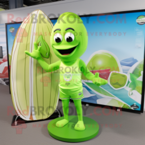 Lime Green Cherry mascot costume character dressed with a Board Shorts and Wallets