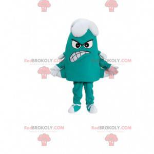 Mascot pequeño monstruo verde y blanco con seis patas -