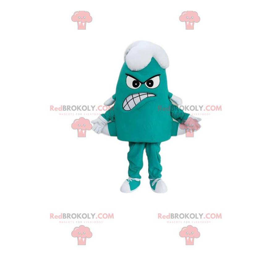 Mascot pequeño monstruo verde y blanco con seis patas -