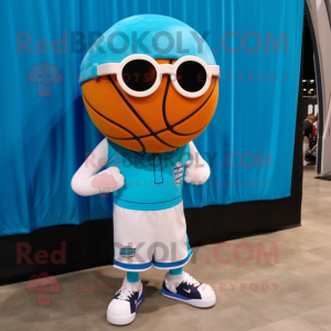 Cyan Basketball Ball maskot...
