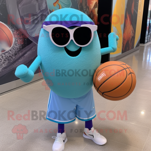 Cyan Basketball Ball maskot...