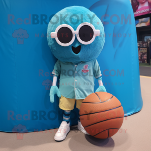 Cyan Basketball Ball maskot...