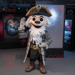 Silver Pirate mascot costume character dressed with a Henley Tee and Scarves