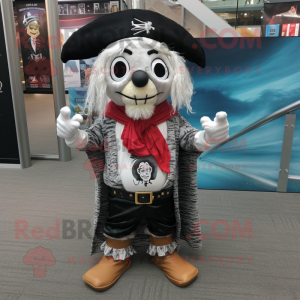 Silver Pirate mascot costume character dressed with a Henley Tee and Scarves