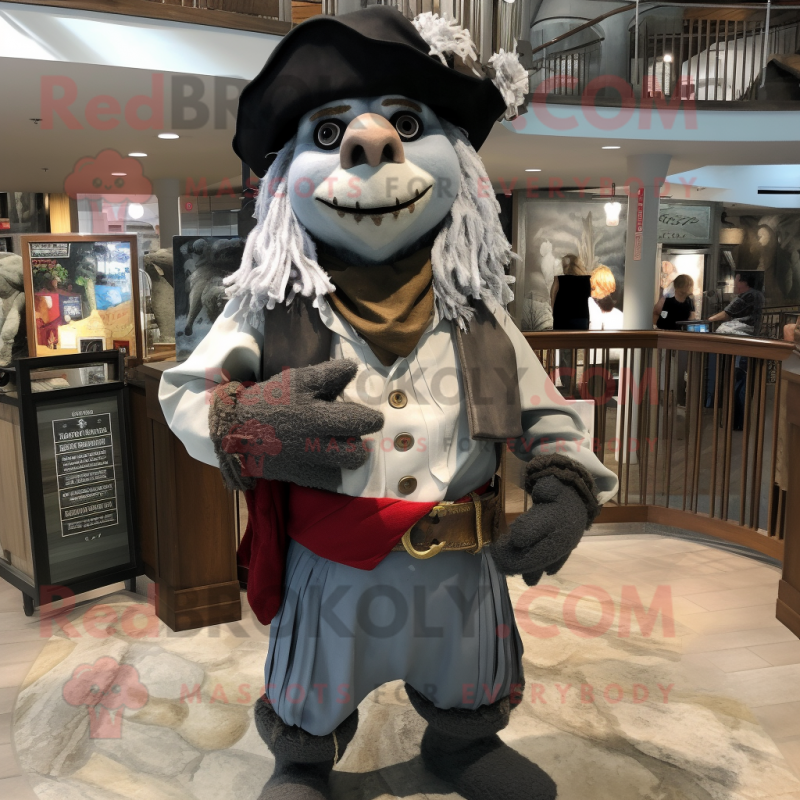 Silver Pirate mascot costume character dressed with a Henley Tee and Scarves Silver Pirate mascot costume character dressed with a Henley Tee and Scarves