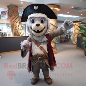 Silver Pirate mascot costume character dressed with a Henley Tee and Scarves