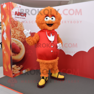 nan Fried Chicken mascot costume character dressed with a Capri Pants and Rings