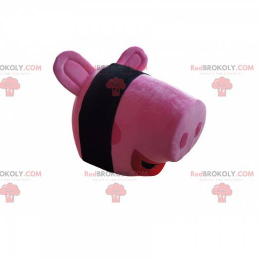 Roze varken mascotte hoofd - Redbrokoly.com