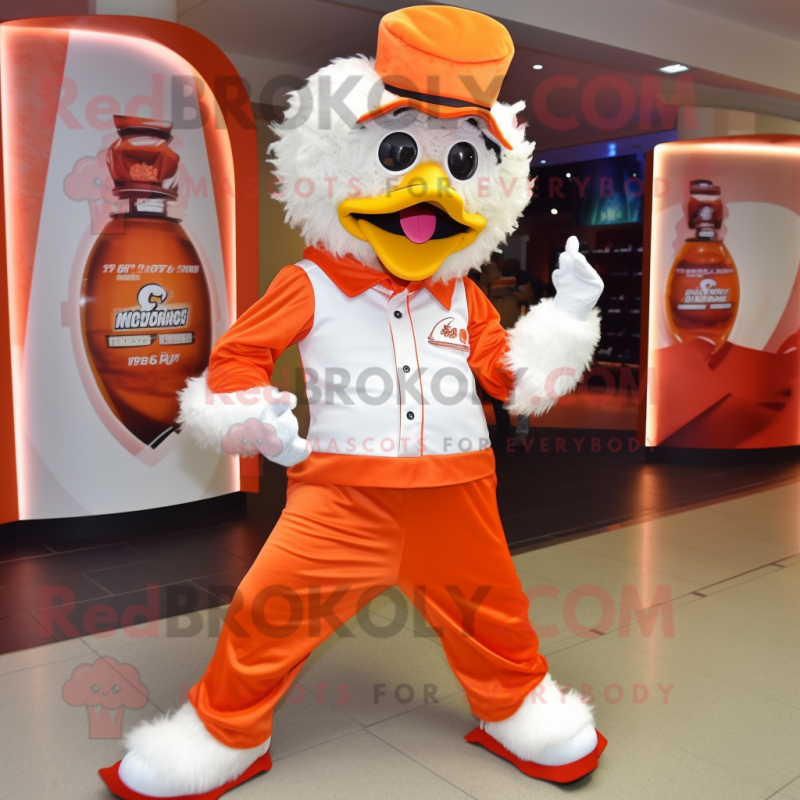 nan Fried Chicken mascot costume character dressed with a Capri Pants and Rings