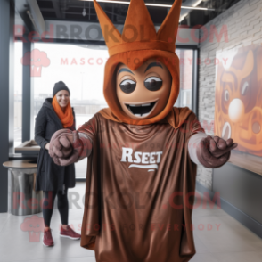 Rust Queen mascot costume character dressed with a Hoodie and Ties