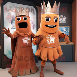 Rust Queen mascot costume character dressed with a Hoodie and Ties