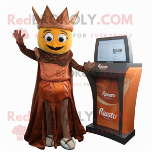Rust Queen mascot costume character dressed with a Hoodie and Ties