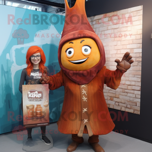 Rust Queen mascot costume character dressed with a Hoodie and Ties